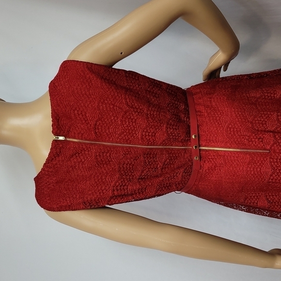 DANNY Nicole Fit and Flare Red Lace Dress - Picture 14 of 17